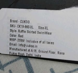 Red Ruffled Halter Swim Dress - XL Size