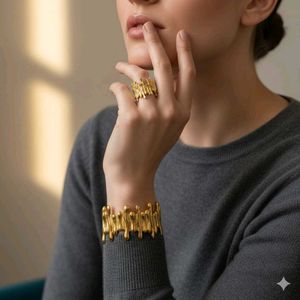 Gold Drip Bracelet &amp; Ring Set