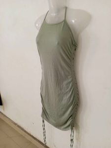 SEXY HALTERNECK TIE BACKLESS RUCHED BODYCON