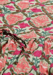 Green &amp; Pink Ethnic Motifs Printed Tiered Dress