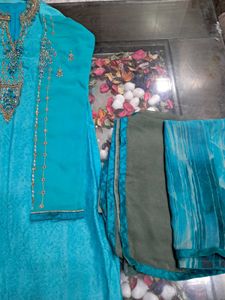 Teal Embroidered Kurta Set
