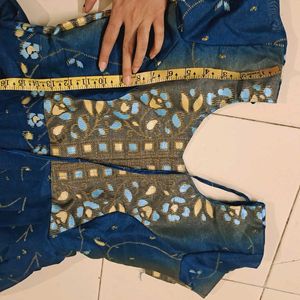 Blue Floral Print Midi Dress