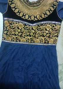 Elegant Blue &amp; Gold Anarkali