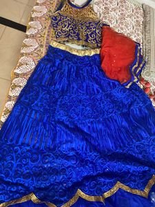 Blue Orange Lehnga Choli
