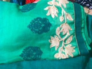 Embroidered Green Saree