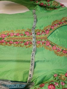 Elegant Green Embroidered Suit Set With Dupatta