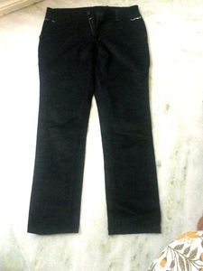 Black Cotton Blend  Semi Formal Pant
