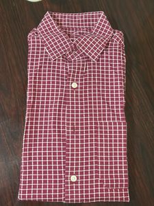 LP Classic Maroon &amp; White Checkered Button Down