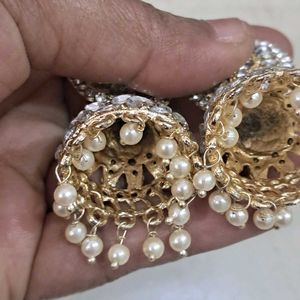 New Party Wear White Stone Jhumkhas