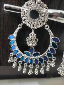 Blue Floral Dangle Earrings