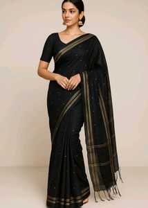 Elegant Black Saree With Blouse Pices