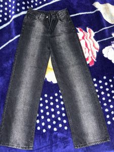 Stylish High Neck &amp; Wide Leg Denim Jeans