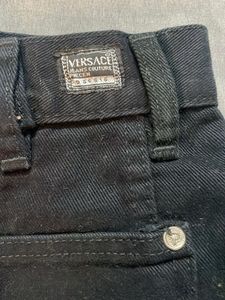 Vintage Black Denim Mini Skirt