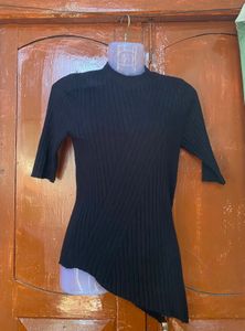 Black Ripped Knit Top