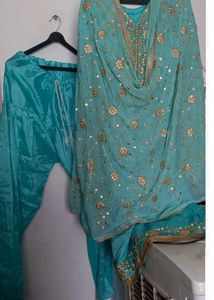 Teal Embroidered Kurta Set