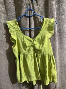Green Ruffle Sleeve Top