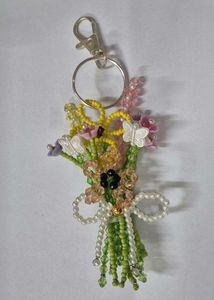 Handcrafted Beaded Flower Keychain