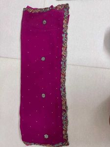 Magenta Saree With Emblished Border