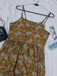 Mustard Floral Print Dress