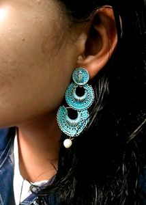 AQUA BLUE OXIDIZED JHUMKA