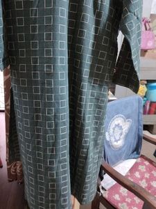 Greyish Green Checkered Kurta