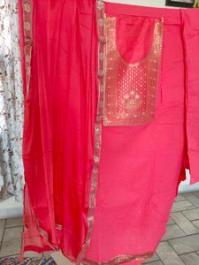 Coral Colour Dress Material