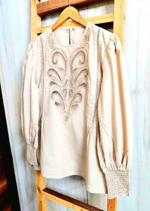 Elegant Embroidered Baige Top si,e-42