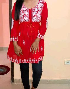 Red Embroidered Dress