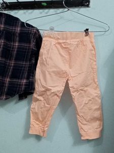 3 years old peach blu girl shirt lower co ord  set