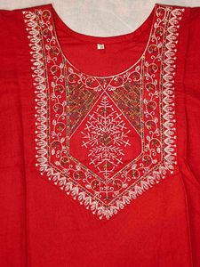 Red Embroidered Kurti