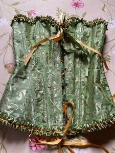 💚🌿 Elegant Sage Green Brocade Corset