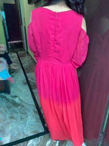 Pink Cold Shoulder Maxi Dress