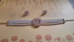 Pearl &amp; Rhinestone Necklace &amp; Earring Set