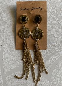 Long Golden Chain Drop Earrings – New