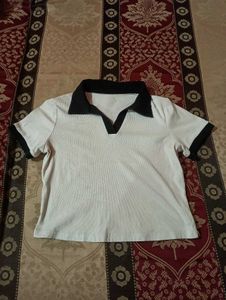 Cute White & Black Polo Tee