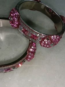 Pink Rhinestone Bangle Bracelet Set