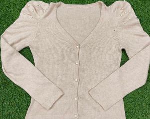 Elegant Pearl Embellished Cardigan