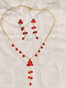 New Red &amp; Gold Jewelry Necklace Set