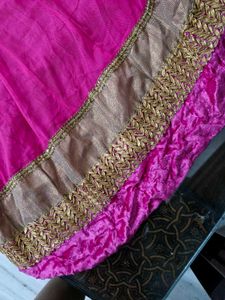 Pink Anarkali Dress with Gold Trim