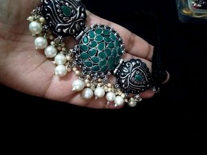 Used Oxidised Green Choker Set