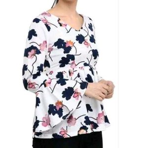Floral Print White Top