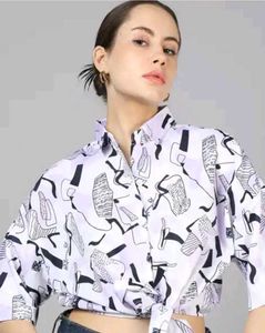 Shein Spread Collar Drop Shoulder Abstract Print s