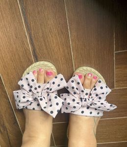 Cute Polka Dot Bow Slides