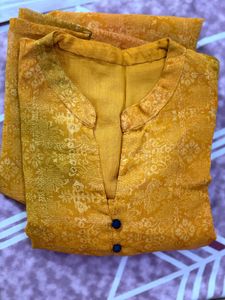 Yellow Printed Kurta