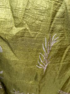 Lime Green Floral Art Silk Dress Material