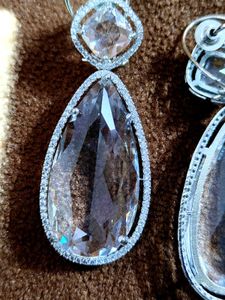 White Stone Crystal Dew Drop Earrings