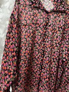 Sheer Floral Print Oversized Shirt