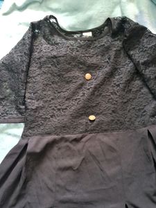 Black Lace Top with Gold Buttons