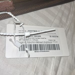 Brown Solid Tube Neck Corset Top