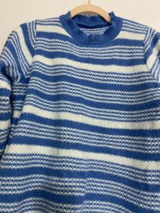 Imported Striped Knitted Blue &amp; White Pullover